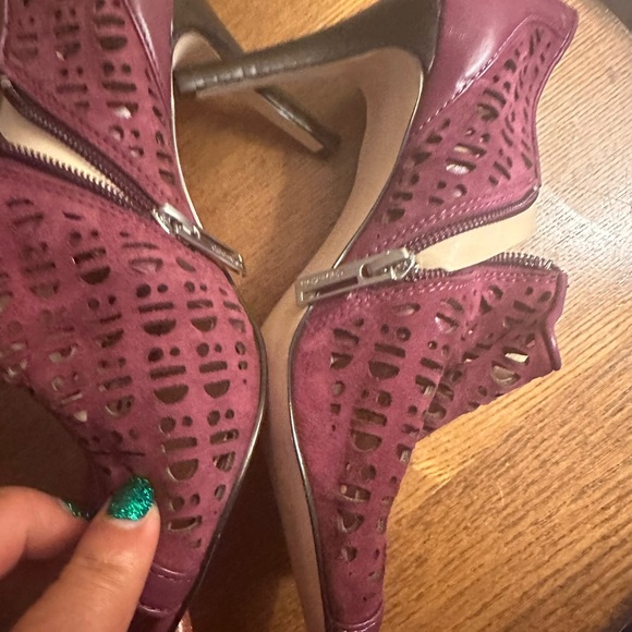 Calvin Klein Purple Mix Peep Toe Cuban Heel Zip Up Heels Size 6.5 - Picture 9 of 16